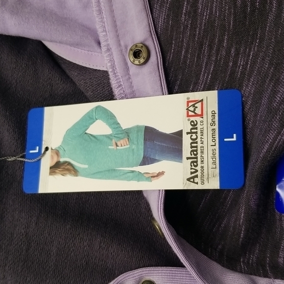 Avalanche Womens Large Loma Sweatshirt Purple Pull Over Quarter Snap Button NEW - Picture 10 of 14